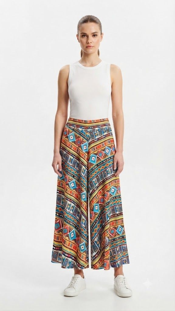 Boho Mosaic Wide-Leg Pants